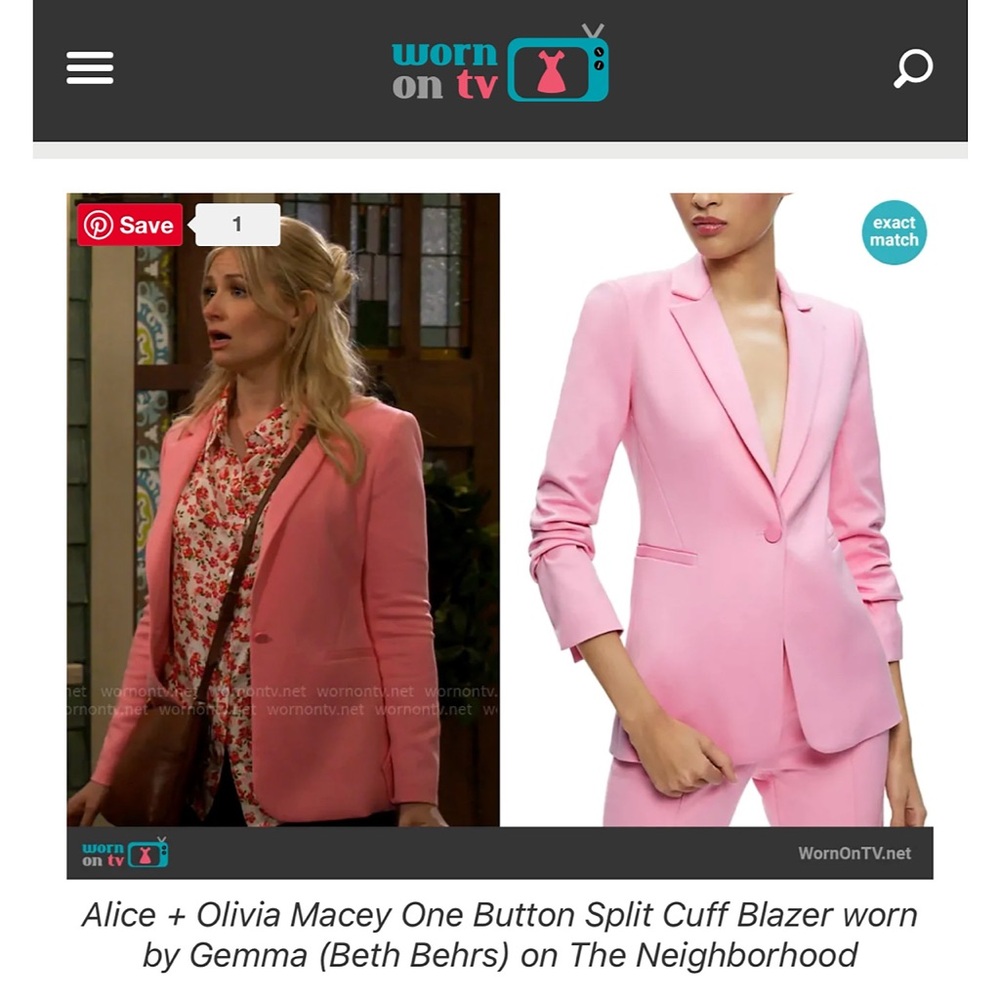 Alice + Olivia Macey Fitted Cherry Blossom Pink Blazer Jacket - Picture 8 of 14